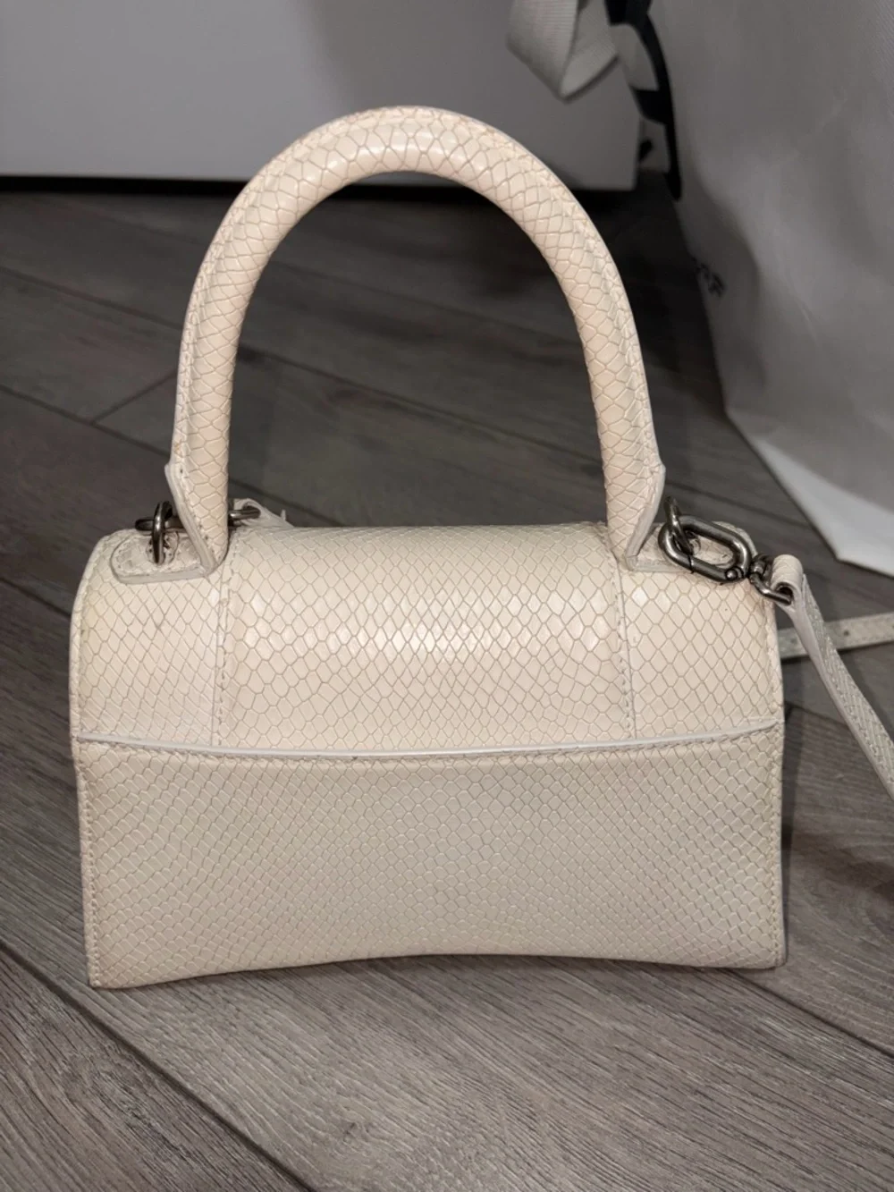Balenciaga Cream Textured Hourglass Mini Top Handle Crossbody - Picture 5 of 13